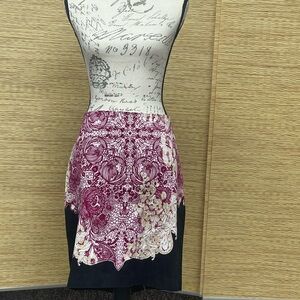 Style & Co. Burgundy and Black Floral Lace-Print Pencil Skirt